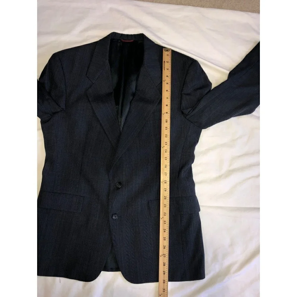 Hart Schafner Marx Mens Size 40R Sport Coat Blazer Blue 2 Button Glen Plaid FLAW